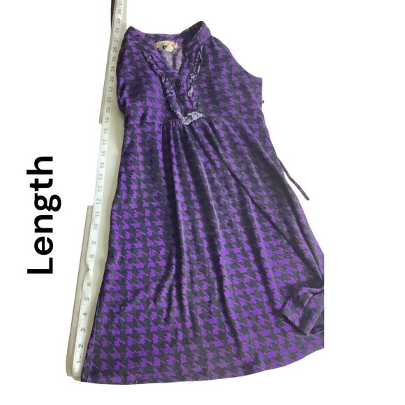 Speechless Girls A-Line Dress Purple Black Houndstooth Ruffled Collar Size 8 - Picture 7 of 15